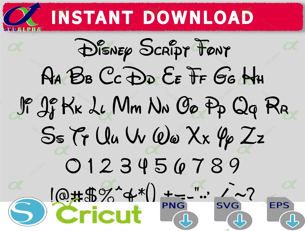 Disney Script Font Otf Svg Cricut Cut Files Digital Download